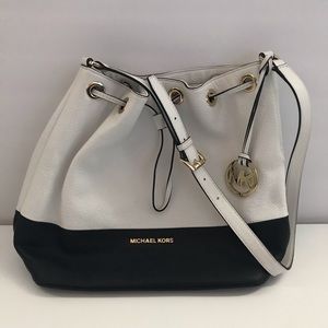 Michael Kors white & black drawstring bag